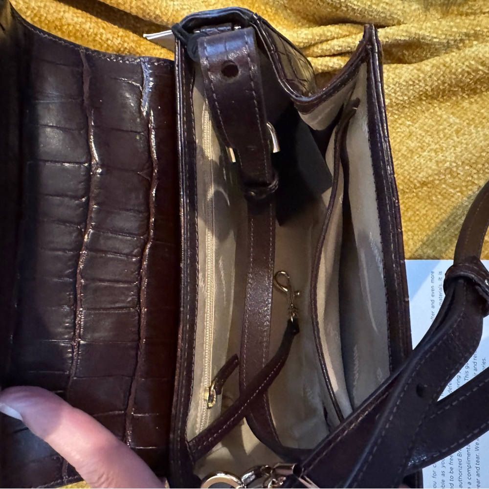Brahmin Dark Brown Croc-Embossed Leather Satchel with Gold Hardware - Picture 11 of 11